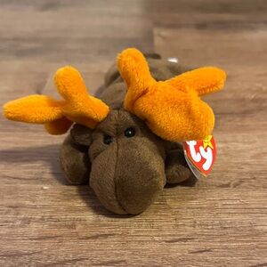EXTREMELY RARE TY CHOCOLATE moose plush WITH errors on tag filled with P.V.C